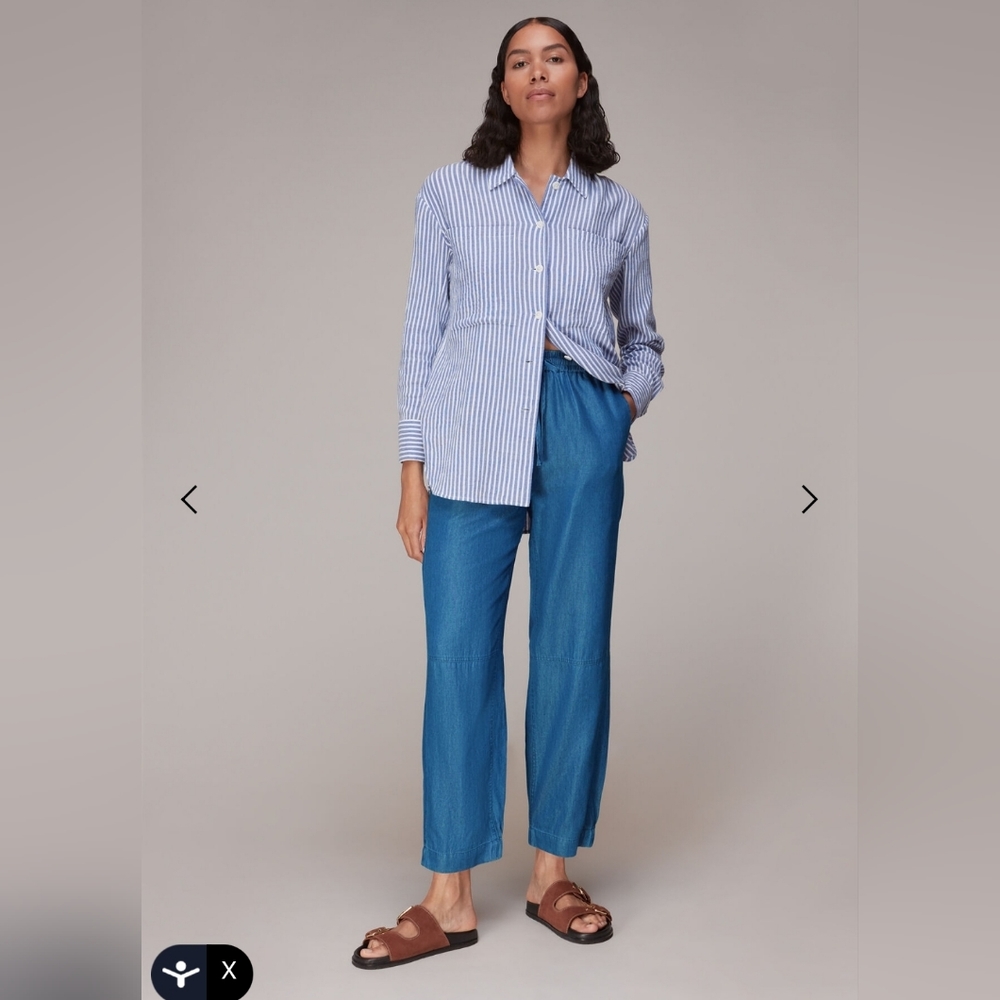 Whistles Lucy Chambray Barrel Leg Pants